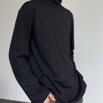 Long Sleeve T-shirt Men's Solid Color Versatile High Collar