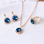 Europe and America fashion round crystal necklace earrings ring set hot jewelry jewelry wholesale jewelry wholesale