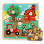 Wooden Children's Dowel Pin Hand Holding Puzzle Board Toys