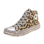 Women's leopard print high-top canvas shoes