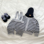 Striped Knitted Sweater Cardigan Two-piece Set