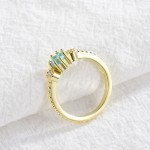 ROMAD Ocean Blue Rhinestone Rings Women Size 105 Gold Silver Finger Rings for Wedding Engagement Simple Bohemian Rings