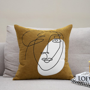 Nordic Modern Corduroy Embroidered Throw Pillow