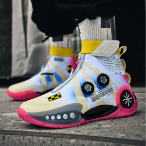 Men's And Women's Autumn High-top Sneakers With Rotating Buttons