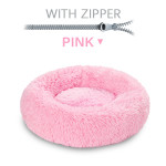 Fluffy Donut Dog Bed Warm Soft Long Plush Pet Cushion Dog House Cat Bed Washable Pet Sofa Mat Calming Samll Large Dog Beds