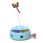 Cat Toys 3-in-1 Smart Motion Interactive Kitten Toy Fluttering Butterfly Random Moving Ambush Feather&Catnip Bell Track Balls