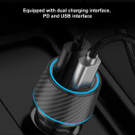 DC 12‑24V Car Charger 95W USB PD Dual Port Fast Charging Carbon Fiber Style Cigarette Lighter Charger Adapter for Car Truck 