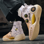 Men's And Women's Autumn High-top Sneakers With Rotating Buttons