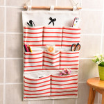 Cotton And Linen Fabric Storage Bag Wall-mounted Buggy Bag Shower Door Rear Multi-layer Hanging Storage Bag