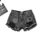 Women's New Low Waist Fringe Denim Shorts