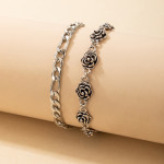 Metal Buckle Palace Vintage Rose 2-layer Bracelet