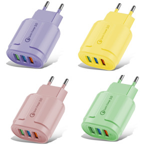 Macaron Color Charging Plug 5 V2A Charger 3-port European Standard American Color Adapter