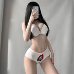 Ladies Lip Cartoon Print Mid-low Waist Milk Fiber Panties