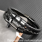 Cross Punk Design Black Leather Bracelet