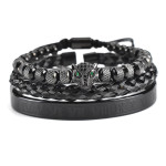 European And American Antique Leopard Head Mesh Woven Bracelet Stainless Steel Roman Numeral Fried Dough Twist Bracelet