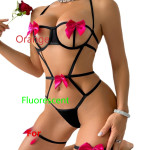 Lace Halter Stitching Bowknot Underwear Suit