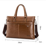 Men's Business Horizontal Leather Briefcase Handbag