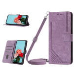 Leather Case Skin Frosted Striped Card Wallet Crossbody Rope