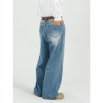 Loose And Versatile Blue Straight Wide Leg Jeans For Men