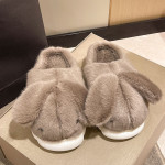 Women's Fashionable Rabbit Fur Slippers