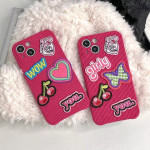 Embroidered Love Cherry Patch Phone Case