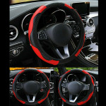 Car SUV Red Universal Microfiber Leather Steering Wheel Cover 15inch For Honda Jeep