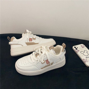 Japanese Cute Bear Thick-soled White Shoes