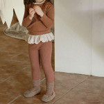 Girls' Sweet Lace Pit Striped Lace Corduroy Skirt Pants