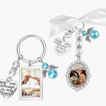 Bow Knot Pearl Love Photo Pendant Gem Holder Wings Photo Frame