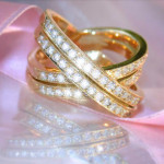 Luxury Women's Ring Double Row Cross Inlaid Zircon Party Copper Ring Jewelry