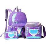 Sequin Backpack Three-piece Schoolbag Women's Backpack