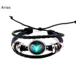 Twelve constellation glass piece couple bracelet