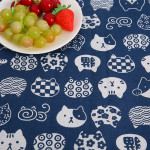 Cat Head Printing Handmade Linseed Cotton DIY Tablecloth Door Curtain Pillow Background Fabric