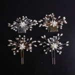 Korean Exquisite Pearl Comb Diamond Crystal Fork Handmade Hairpin Bridal Headwear Accessories