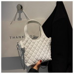 Fashion Large Capacity Tote Bag Female Diamond Plaid Trend Chain Crossbody Bag