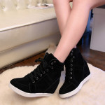 High-top Women's Platform Shoes With Lace-up Front Canvas Sneakers