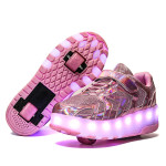 Two-Wheeled Heelys, Roller Shoes, USB Cable Charging Children's Luminous Shoes