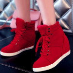 High-top Women's Platform Shoes With Lace-up Front Canvas Sneakers