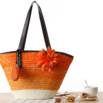 Korean Straw Plaited Son And Mother Beach Shoulder Bag