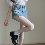 Women's High Waist Skinny Denim Shorts