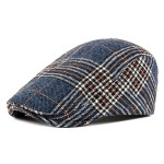 Men's British Vintage Check Woolen Duck Tongue Beret