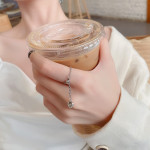 Women's Fashion Sterling Silver Round Bead Stitching Love Tassel Heart Pendant Ring