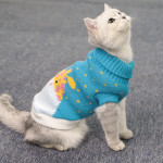 Multi Color Knitting Cat Sweater Lapel Casual