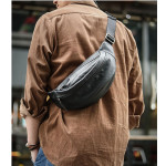 Men's Plant-tanned Cow Leather Cross-body Mobile Phone Bag