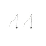 Sterling Silver Round Beads Wave Tassel Hanging Earrings Personality Female