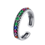 S925 Sterling Silver Girl Retro Style Small Popular Design Fashion Personality Color Zirconium Index Ring