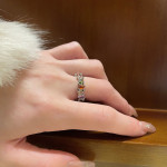 Fantasy Rainbow Zircon Inlaid Graceful Personality Ring