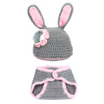 Handmade Photography Clothes Gray Rabbit White Bow Rabbit Big Ears Rabbit Wool Suit