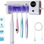 Toothbrush disinfector with UV light