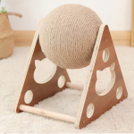 Wooden Cat Catching Treadmill Ball Toy Cat Grinding Claw Sisal Rope Ball, Cat Scratching Ball On Stand, Interactive Solid Wood Cat Catching Ball Pet Toy